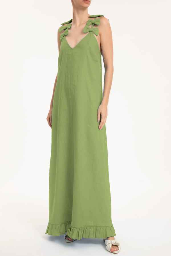 adriana degreas Fantasy Solid Long Dress with Bows