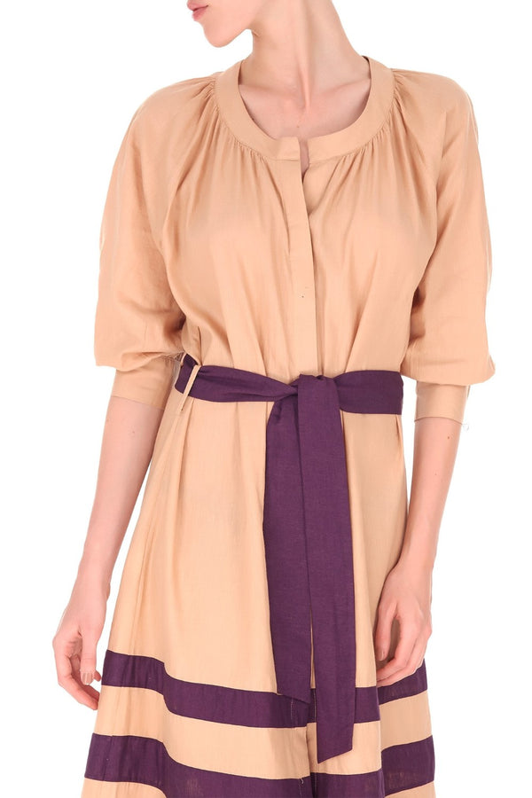 Adriana Degreas Fig Bicolor Frilled Midi Dress