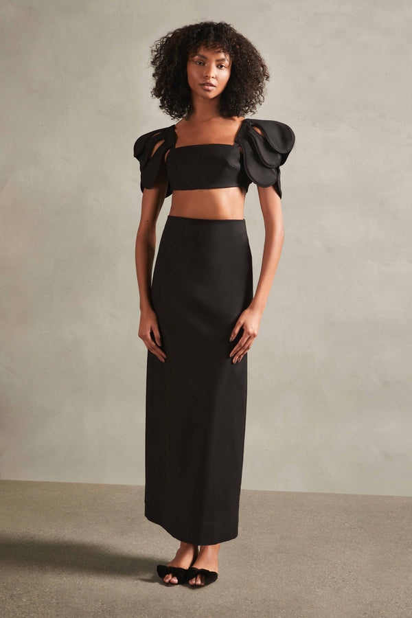 Adriana Degreas Floral Solid Cropped Blouse