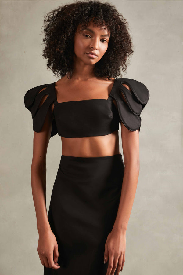 adriana degreas Floral Solid Cropped Blouse