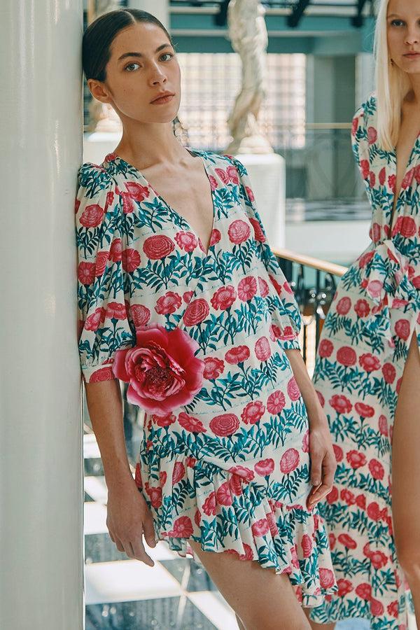 adriana degreas Flore Asymmetric Short Dress