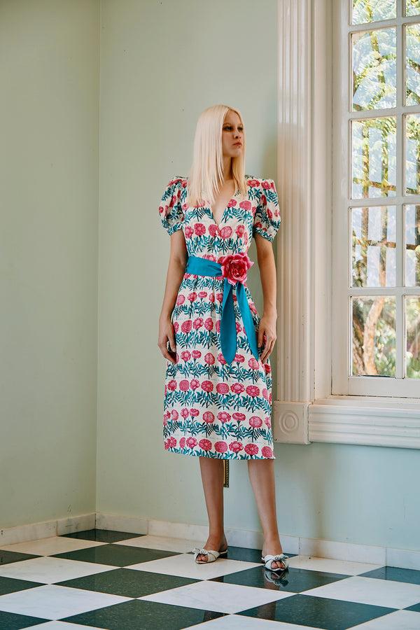 adriana degreas Flore V-Neck Midi Dress