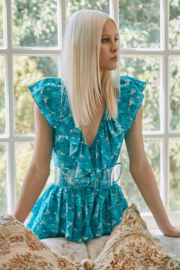 adriana degreas Flower Bloom Ruffled Short Dress