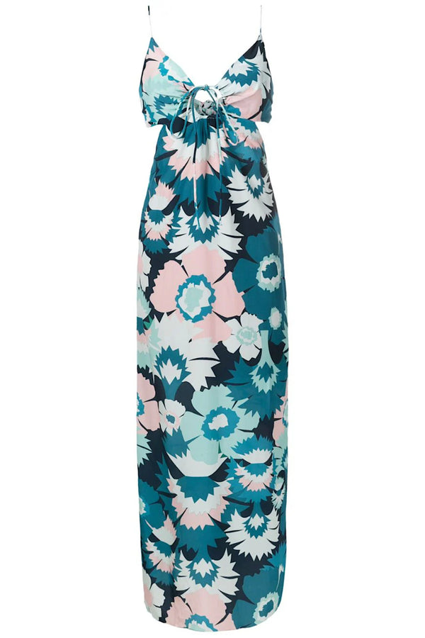 Adriana Degreas Flower Power Halterneck Long Dress