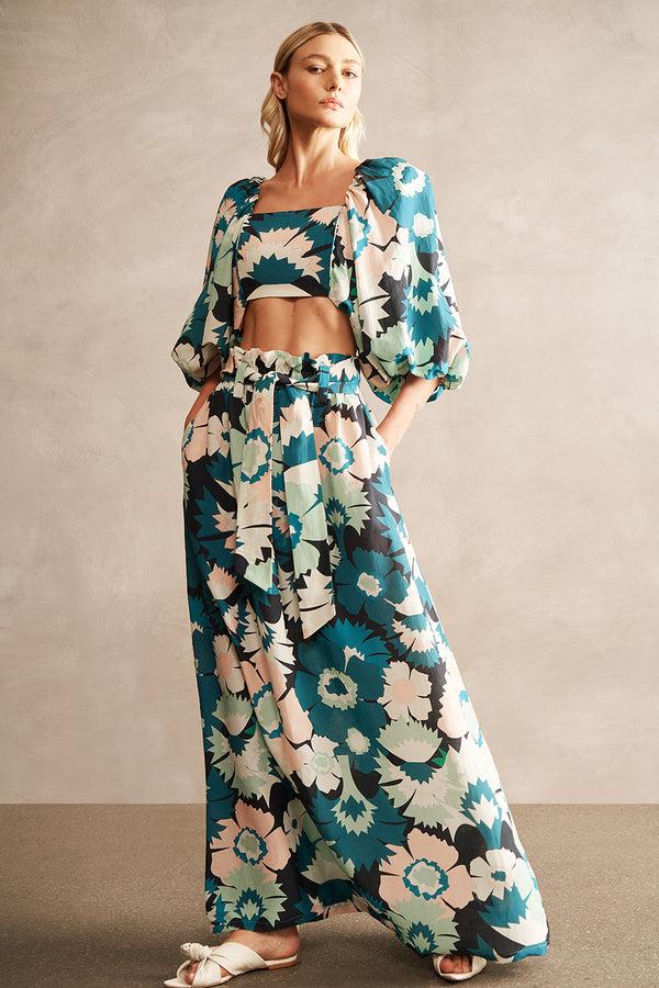 adriana degreas Flower Power Long Skirt