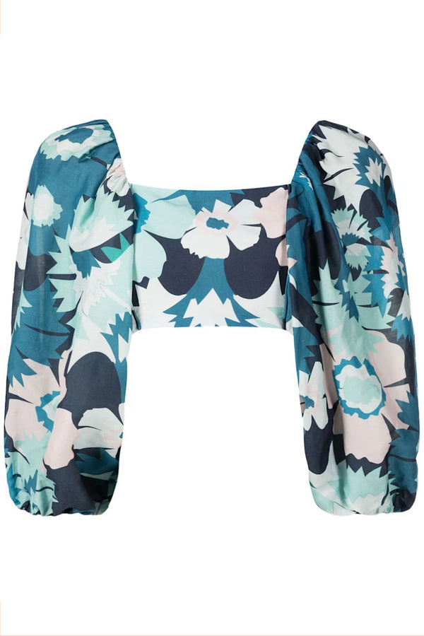 Adriana Degreas Flower Power Puff-Sleeved Blouse