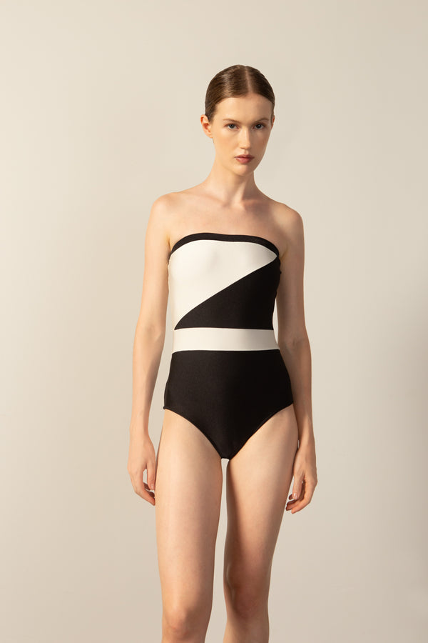 Adriana Degreas Geometric Strapless Swimsuit
