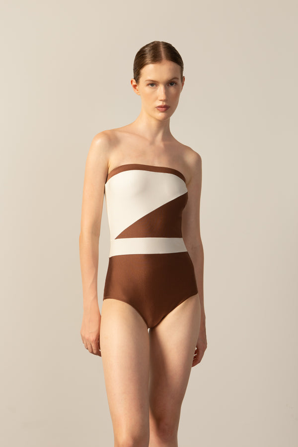 adriana degreas Geometric Strapless Swimsuit