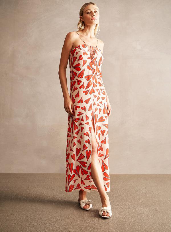 adriana degreas Hearts Front-Slit Long Dress