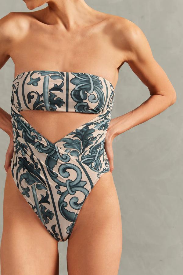 Adriana Degreas Hera High-Leg Strapless Swimsuit