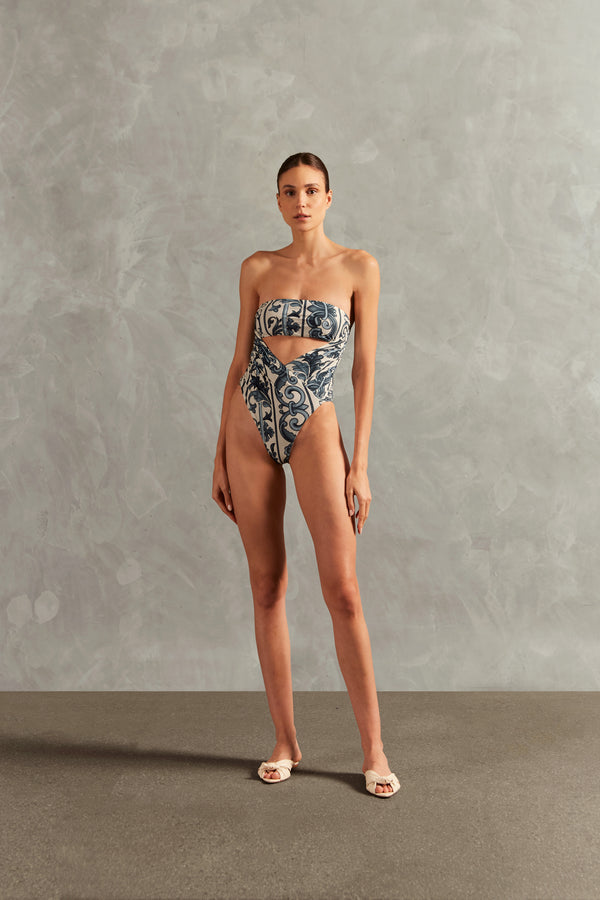 adriana degreas Hera High-Leg Strapless Swimsuit