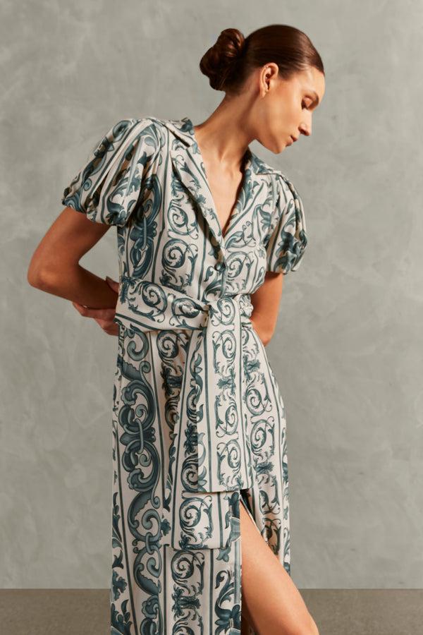 Adriana Degreas Hera Puff-Sleeved Long Dress