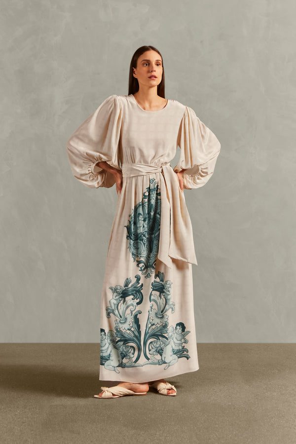 Adriana Degreas Hera Puff-Sleeved Long Dress