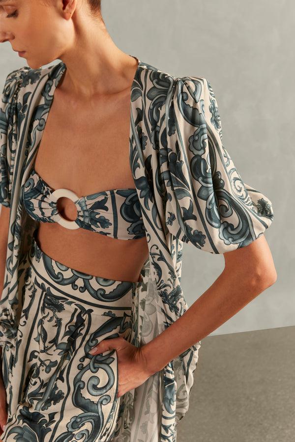 Adriana Degreas Hera Puff-Sleeved Midi Robe