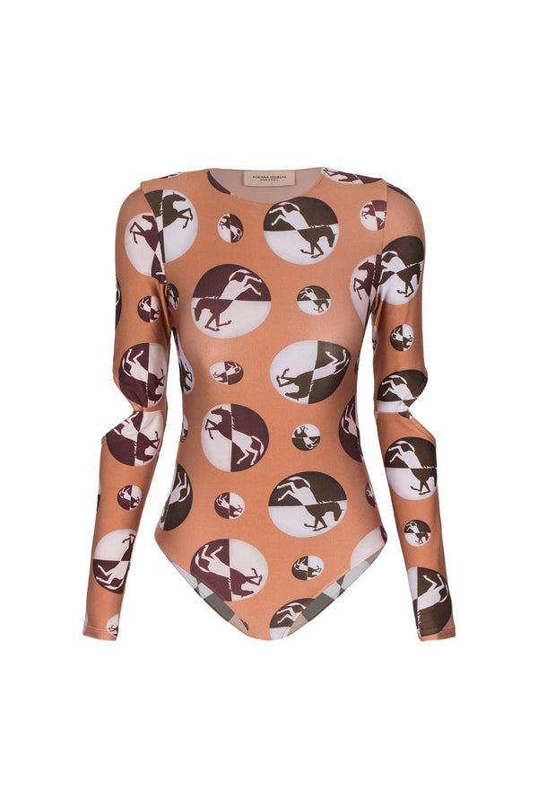 Adriana Degreas Horse Pois Long-sleeved Bodysuit