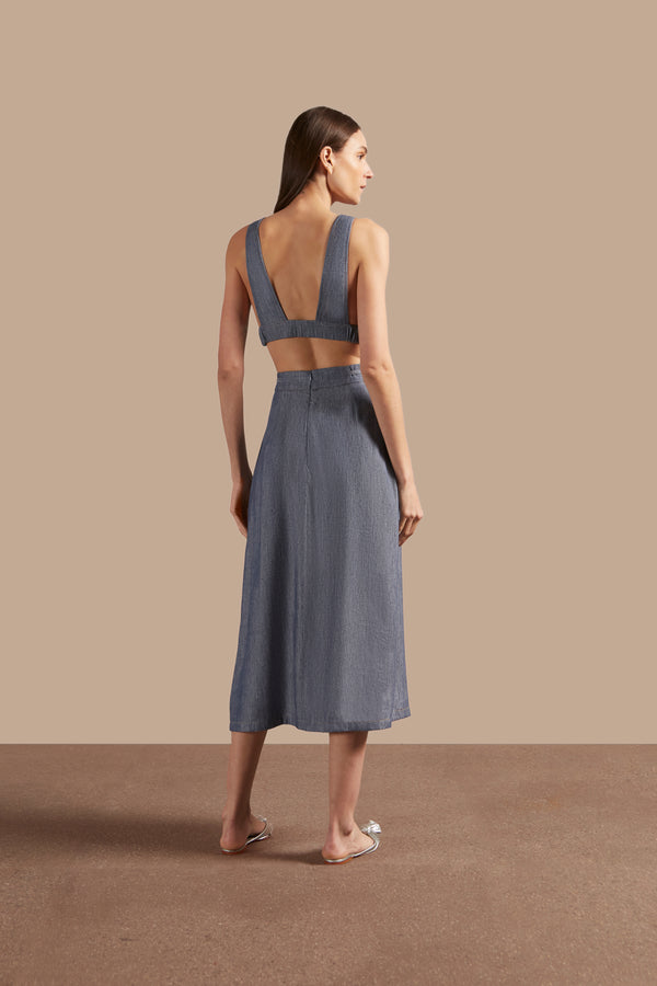 Adriana Degreas Jeans Pleated Midi Skirt