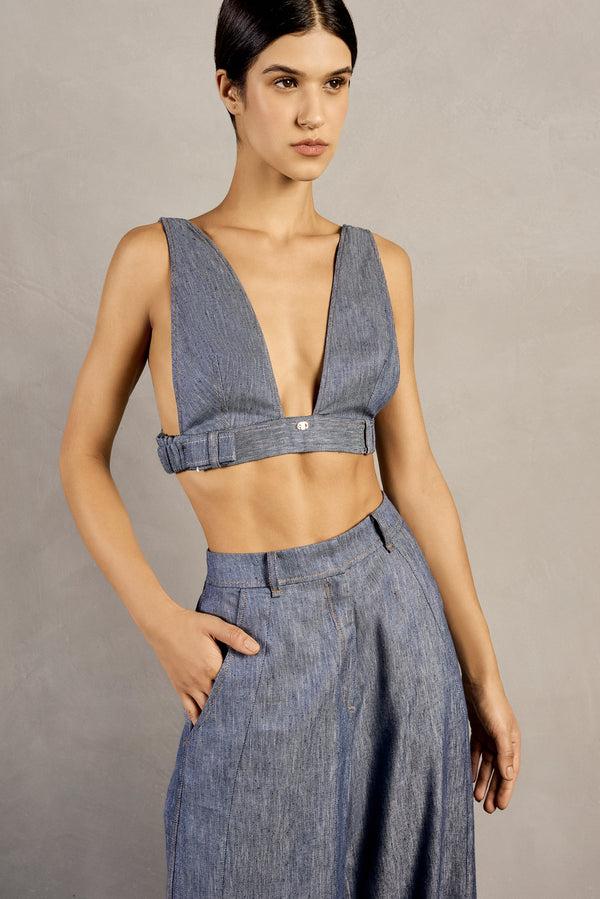 Adriana Degreas Jeans V-Neck Top