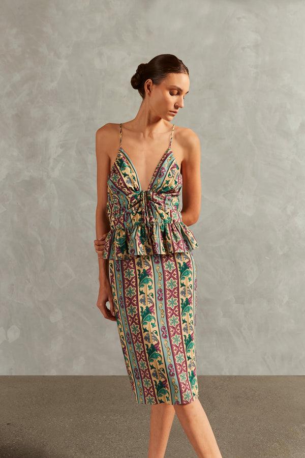 adriana degreas Le Sirenuse Peplum Midi Dress