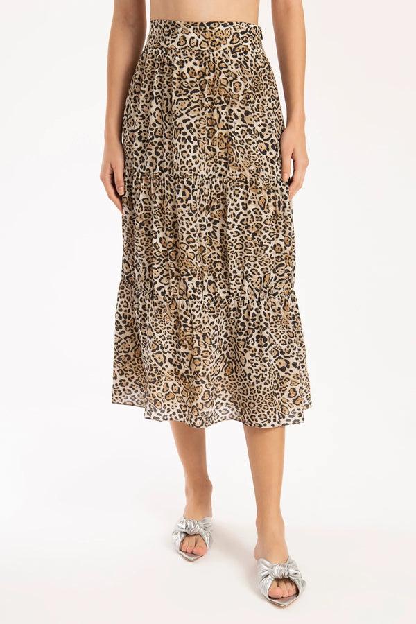 Adriana Degreas Leopard Frilled Skirt