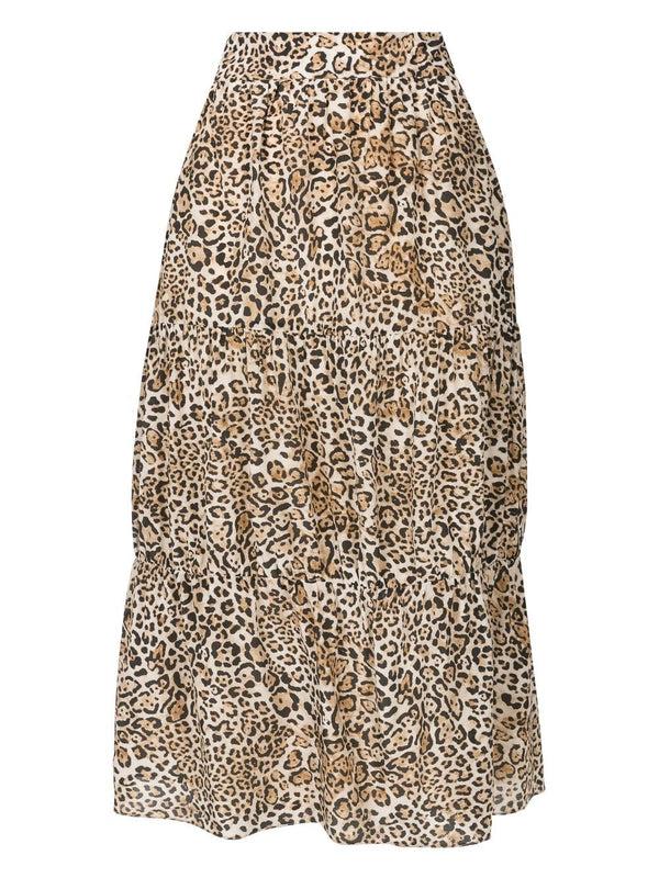Adriana Degreas Leopard Frilled Skirt