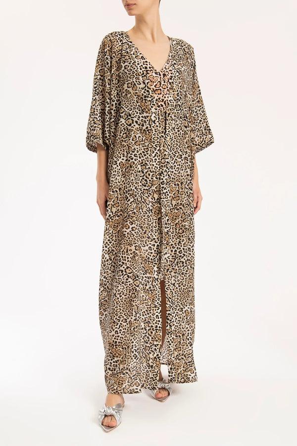 Adriana Degreas Leopard Long Robe With Knot