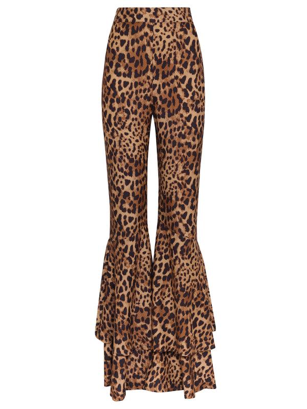 Adriana Degreas Leopard Ruffle Detail Pants