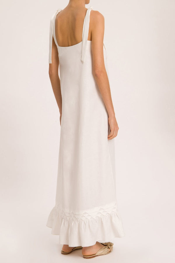 Adriana Degreas Linen Long Dress With Application