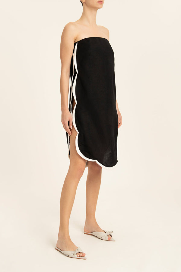 Adriana Degreas Linen Strapless Short Dress