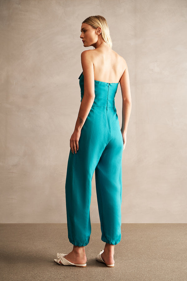 Adriana Degreas Lipstick Solid Strapless Jumpsuit