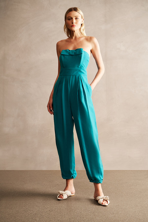 adriana degreas Lipstick Solid Strapless Jumpsuit