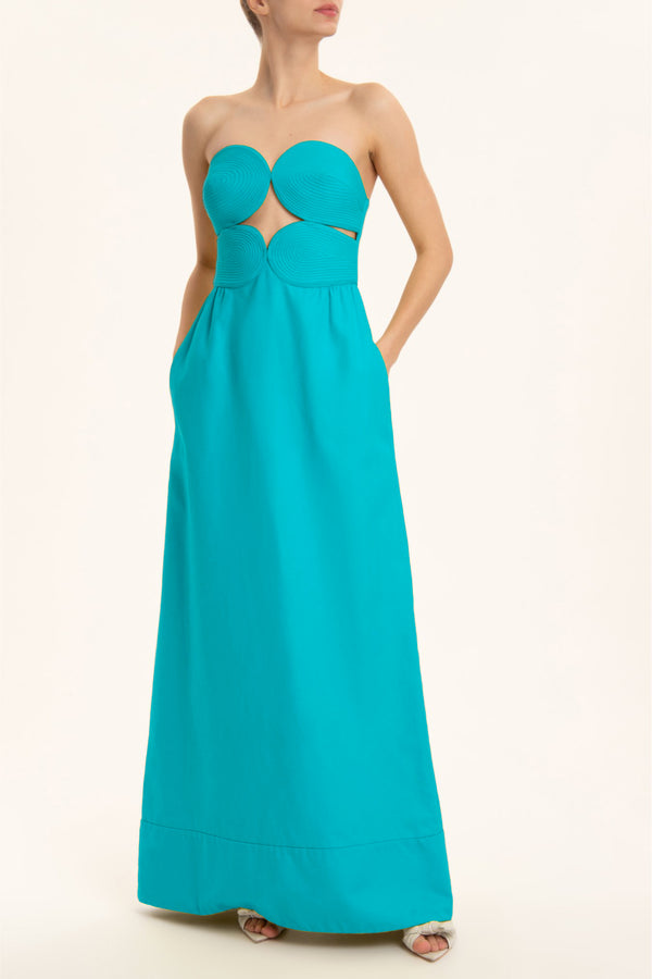 Adriana Degreas Matelasse Strapless Long Dress