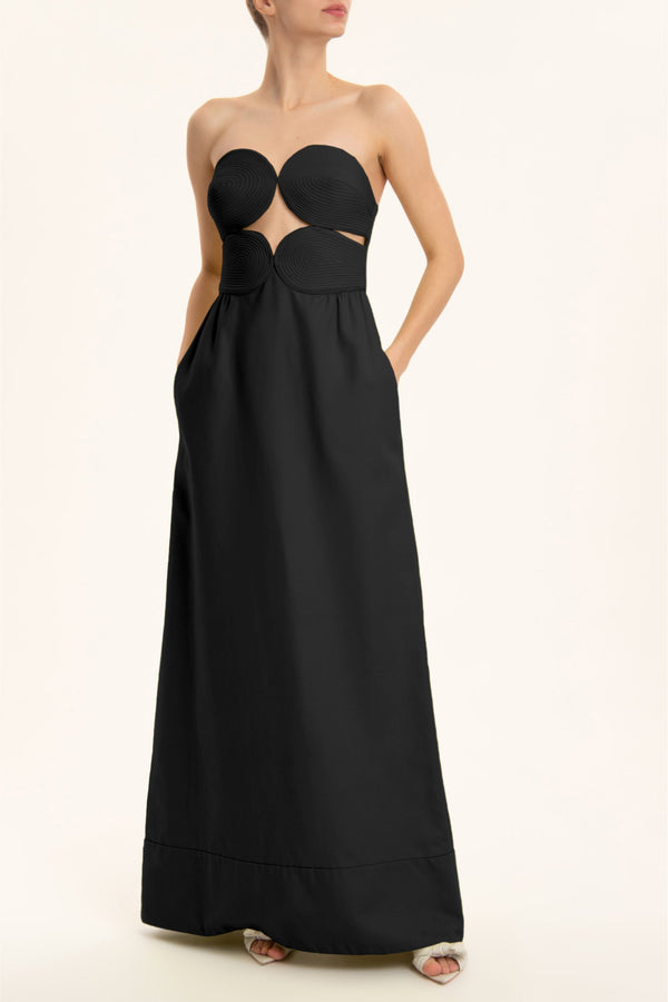 Adriana Degreas Matelasse Strapless Long Dress