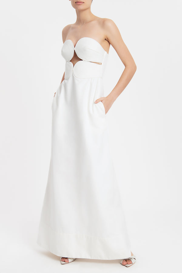 adriana degreas Matelasse Strapless Long Dress