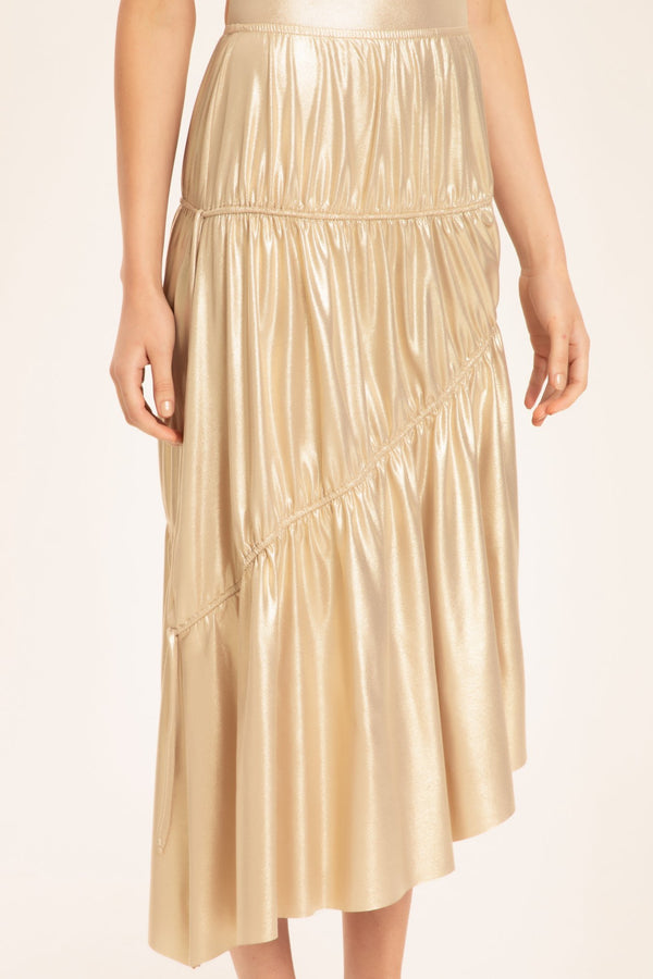 Adriana Degreas Metallic Frilled Midi Skirt