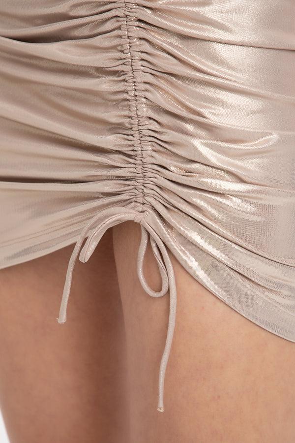 Adriana Degreas Metallic Frilled Short Skirt