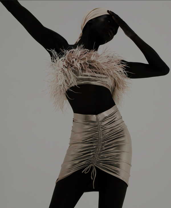 adriana degreas Metallic Frilled Short Skirt