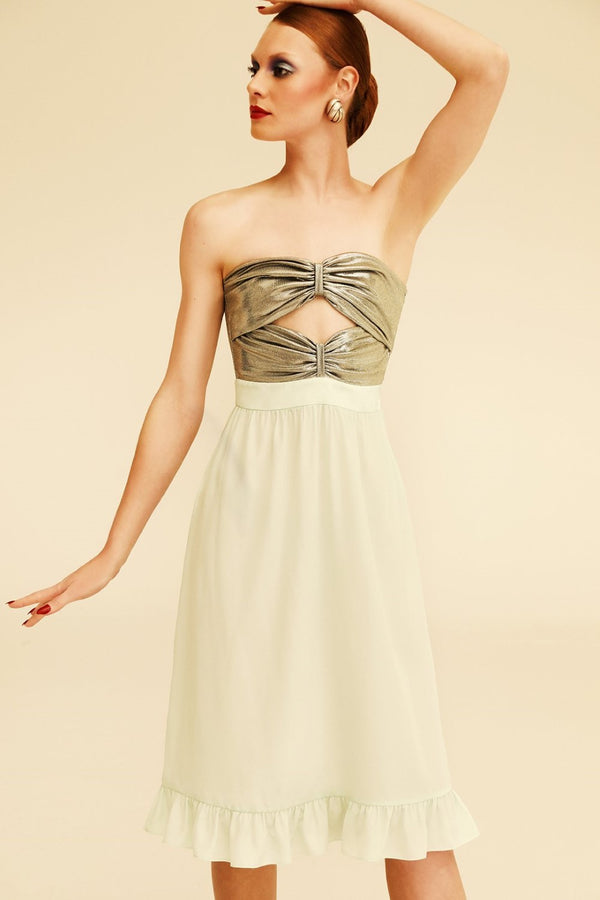adriana degreas Metallic Strapless Midi Dress