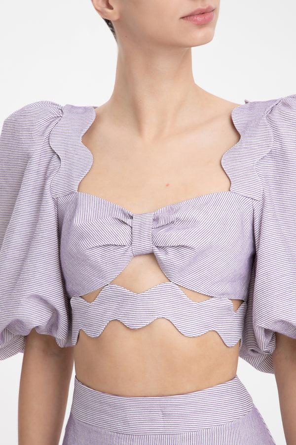 Adriana Degreas Moves Puff-Sleeved Cropped Blouse
