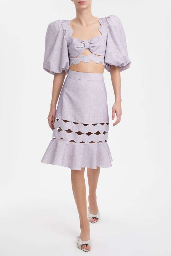 Adriana Degreas Moves Puff-Sleeved Cropped Blouse