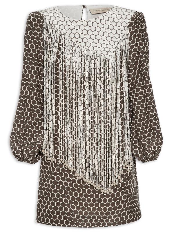 Adriana Degreas New Pois Fringe Short Dress