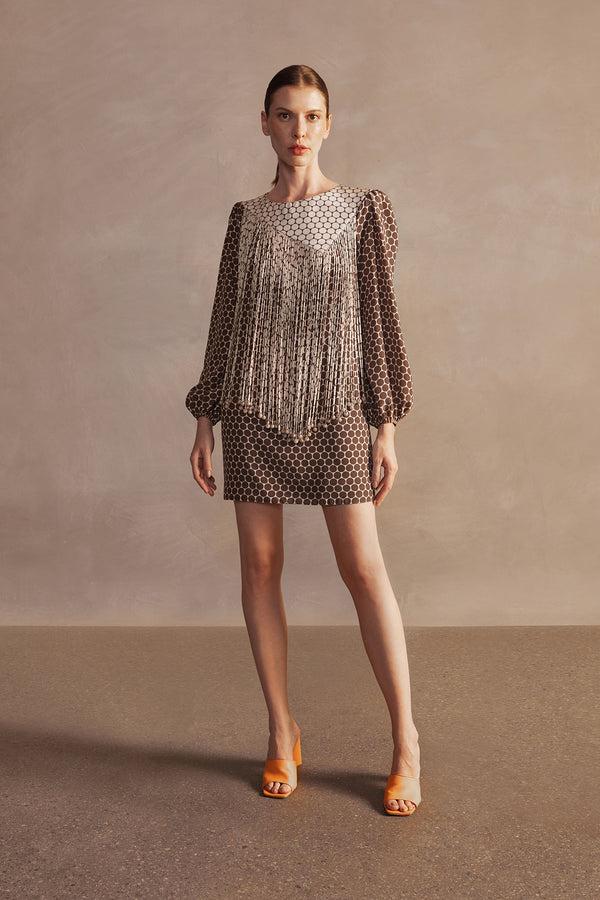 adriana degreas New Pois Fringe Short Dress