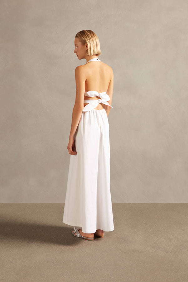 Adriana Degreas Off-White Solid Cotton Long Dress