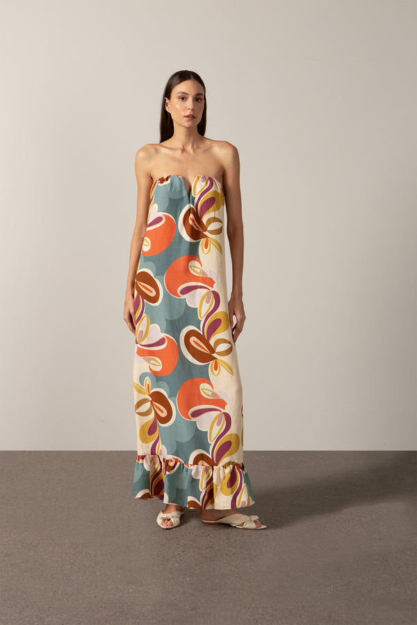 adriana degreas Organic Floral Strapless Dress