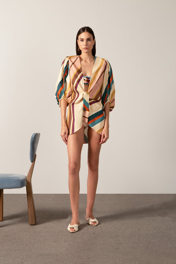 adriana degreas Organic Stripes Puff-Sleeved Shirt