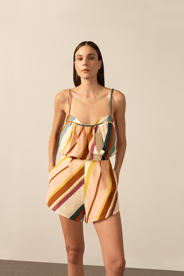 Adriana Degreas Organic Stripes Top And Shorts Set
