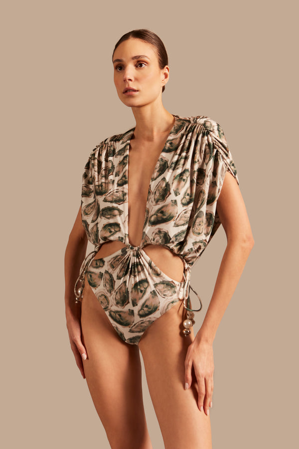 Adriana Degreas Oysters High-Leg Bodysuit