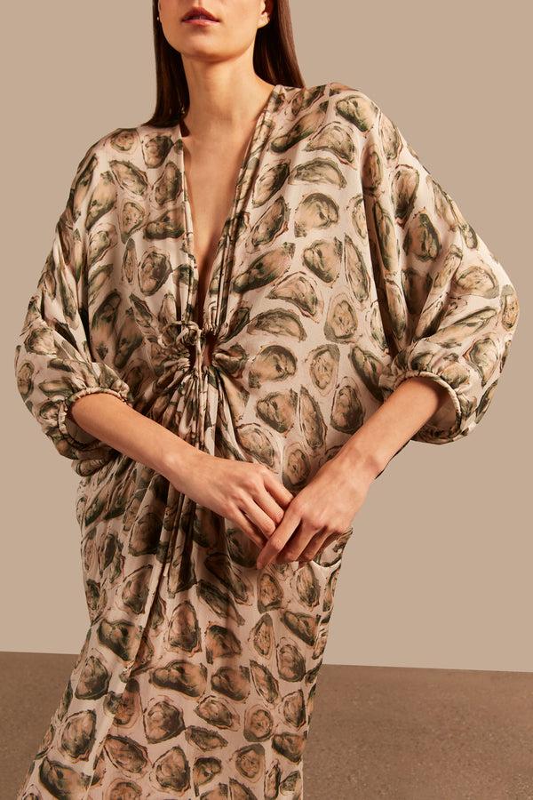 Adriana Degreas Oysters Long Kaftan With Knot