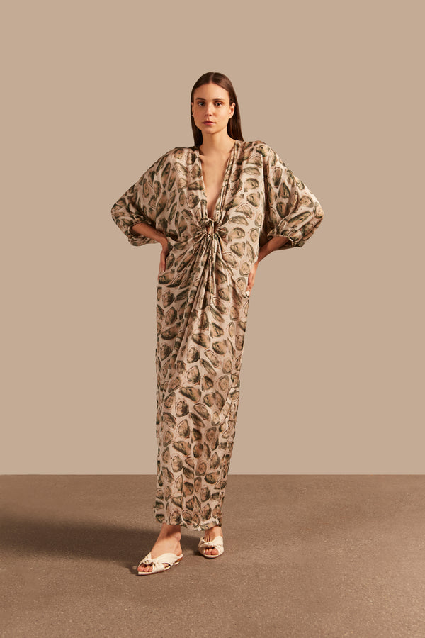 Adriana Degreas Oysters Long Kaftan With Knot