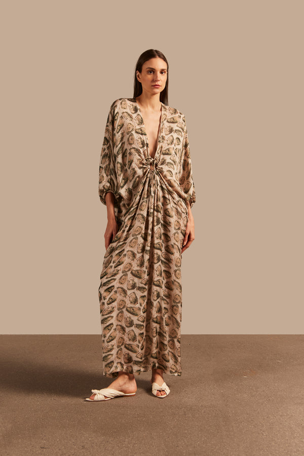 adriana degreas Oysters Long Kaftan With Knot