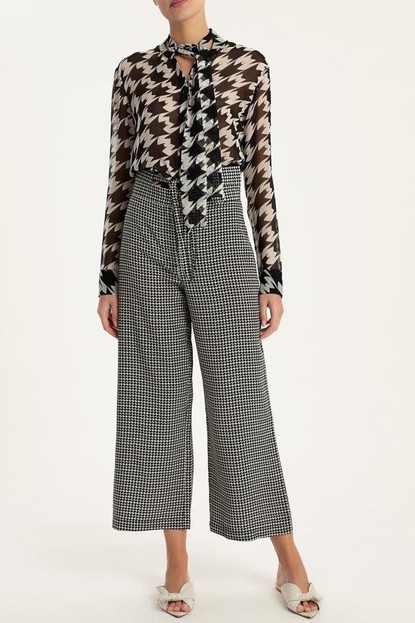 adriana degreas Pied De Poule Shirt With Tie